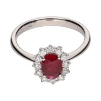 ANILLOS / SORTIJAS<BR>SORTIJA EN ORO BLANCO CON RUBÍ Y BRILL...