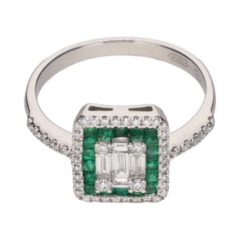 ANILLOS / SORTIJAS<BR>SORTIJA EN ORO BLANCO CON ESMERALDAS Y... · ref.: PRESENTA CERTIFICADO...