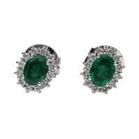 PENDIENTES<BR>PENDIENTES EN ORO BLANCO CON ESMERALDA...