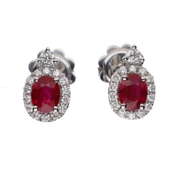 PENDIENTES<BR>PENDIENTES EN ORO BLANCO CON RUBÍES Y ... · ref.: PRESENTA CERTIFICADO...