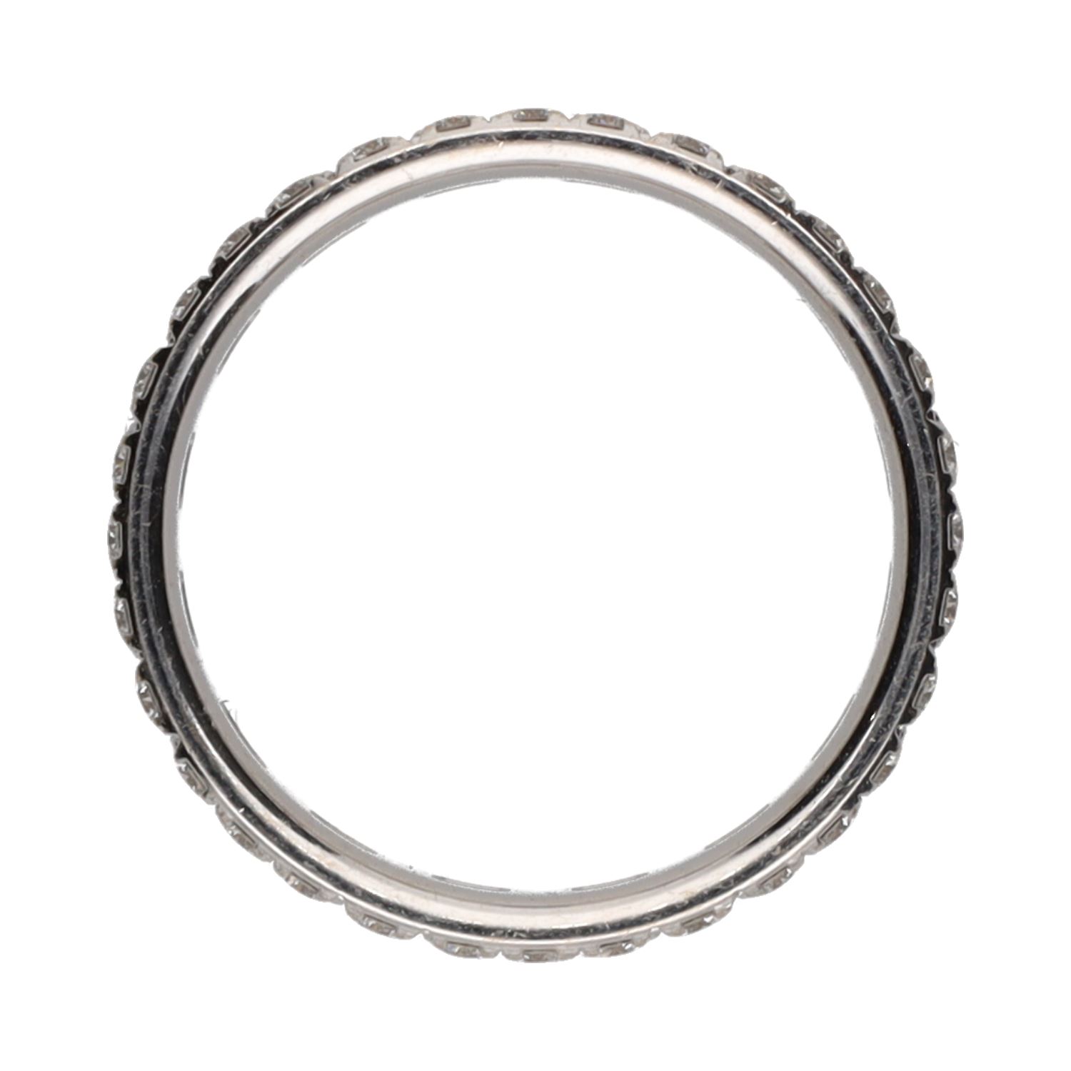 Sortija t true de tiffany & co. En oro blanco con brillantes. Talla 12.