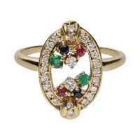 ANILLOS / SORTIJAS<BR>SORTIJA EN ORO AMARILLO CON ESMERALDAS...