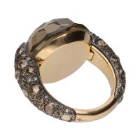 Sortija pomellato en oro amarillo con cuarzo. Talla 13.