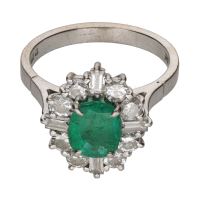 ANILLOS / SORTIJAS<BR>SORTIJA EN ORO BLANCO CON ESMERALDA Y ...