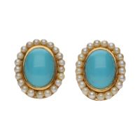 PENDIENTES<BR>PENDIENTES EN ORO AMARILLO CON TURQUES...