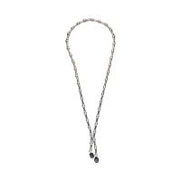 COLLARES<BR>COLLAR EN ORO BLANCO CON ZAFIROS Y BRI...