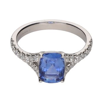 ANILLOS / SORTIJAS<BR>SORTIJA EN ORO BLANCO CON ZAFIRO Y BRI... · ref.: PRESENTA CERTIFICADO...