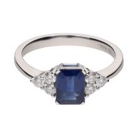 ANILLOS / SORTIJAS<BR>SORTIJA EN ORO BLANCO CON ZAFIRO Y BRI...