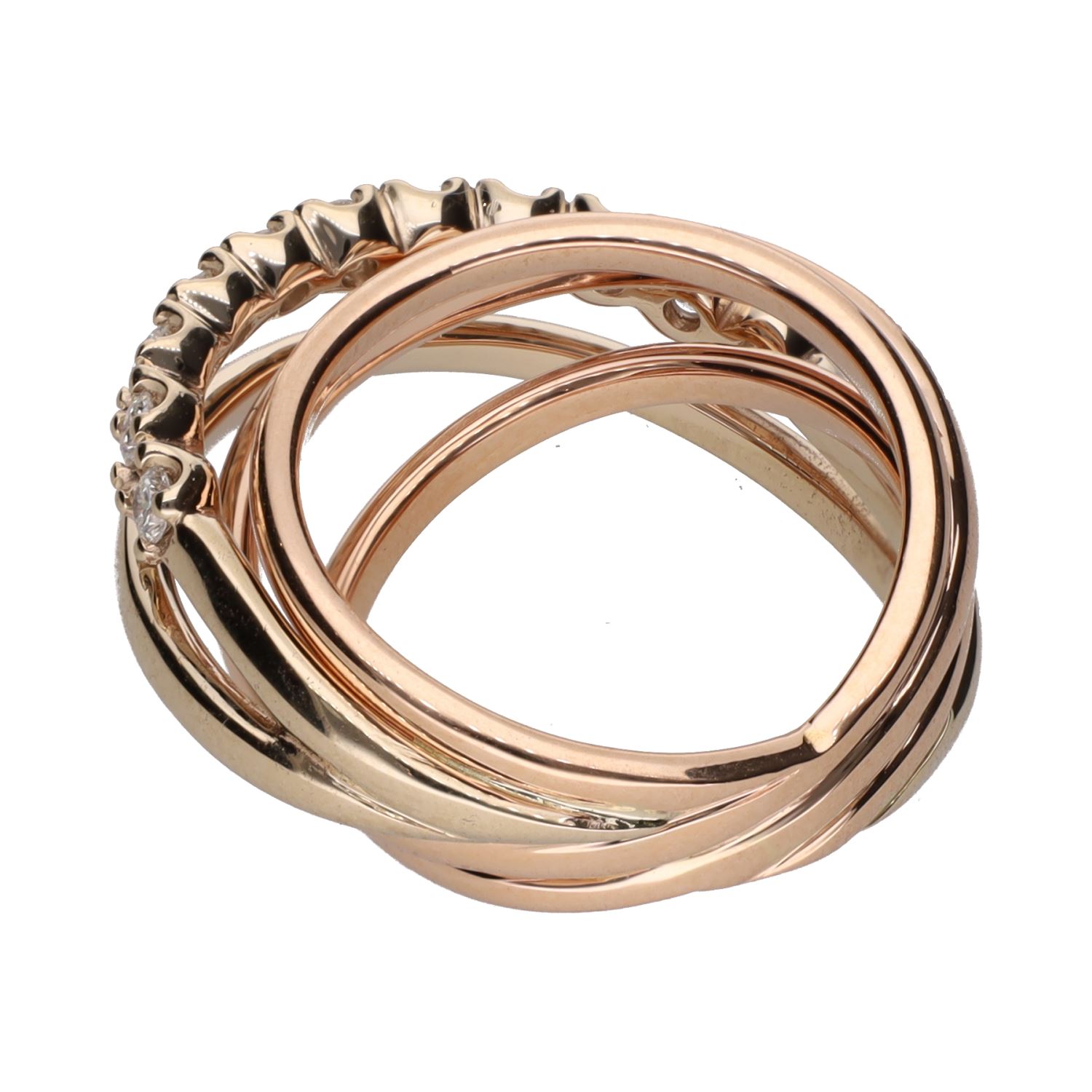 Sortija en oro rosa con brillantes. Talla 12.