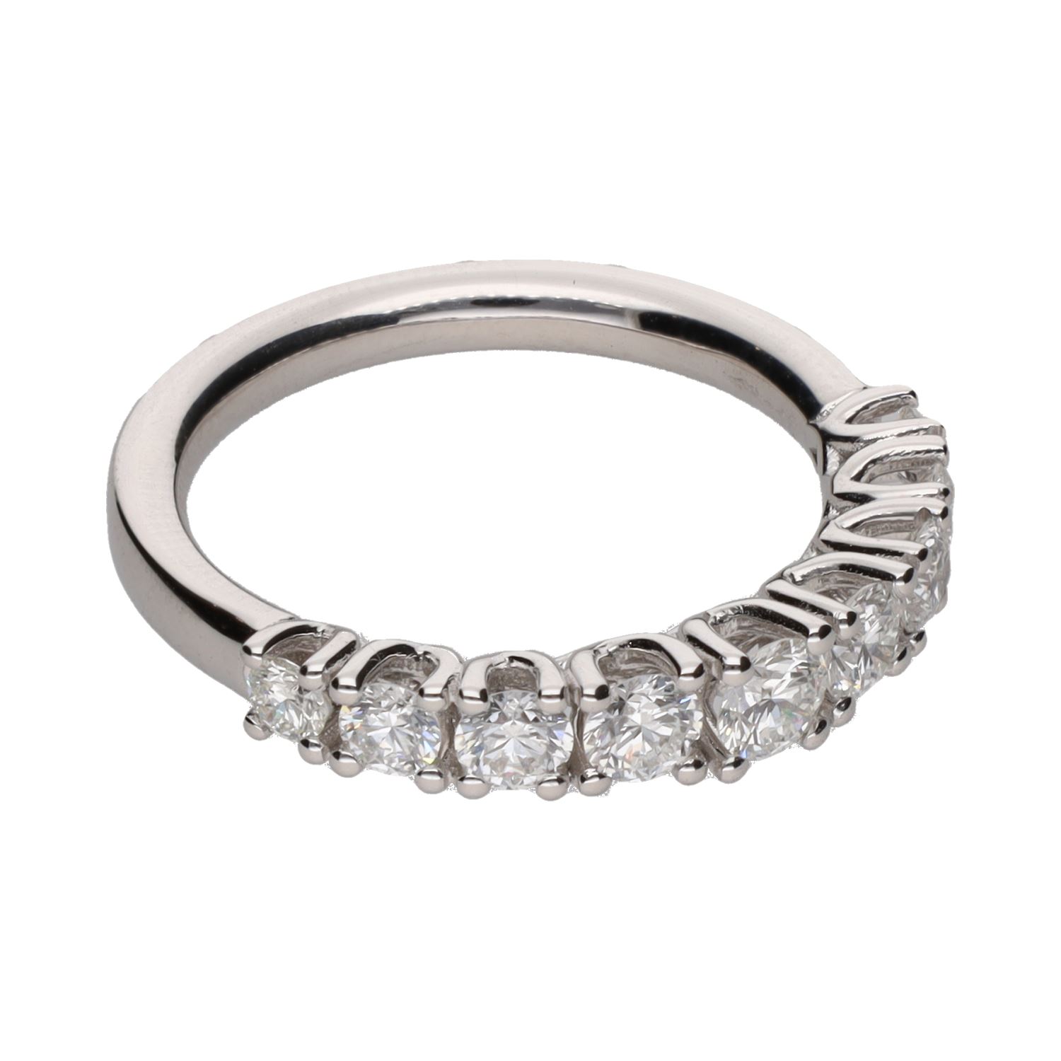 Sortija cintillo en oro blanco con brillantes. Talla 14.