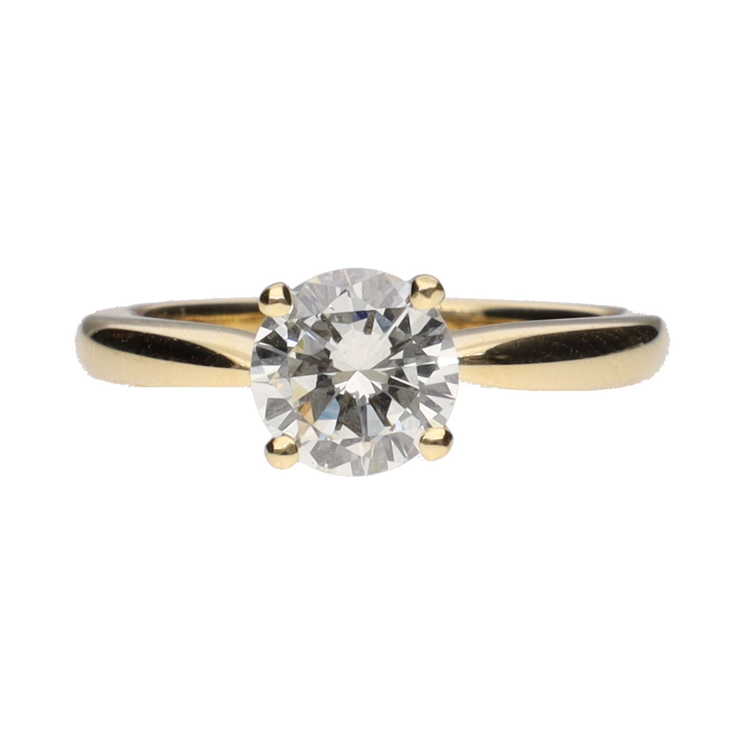 Solitario en oro amarillo con un brillante 1,04ct. Talla 13.