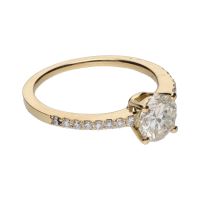 Solitario en oro amarillo con brillante central 1,00ct . Talla 13.