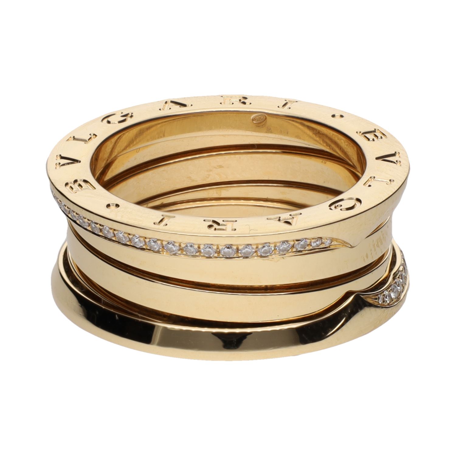 Sortija b-zero de bulgari en oro amarillo con brillantes. Talla 57.