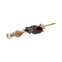 BROCHES / ALFILERES<BR>BROCHE EN ORO AMARILLO CON UN ESCARABA...