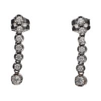PENDIENTES<BR>PENDIENTES EN ORO BLANCO CON BRILLANTE...
