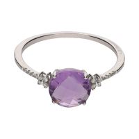 ANILLOS / SORTIJAS<BR>SORTIJA EN ORO BLANCO CON AMATISTA Y B...