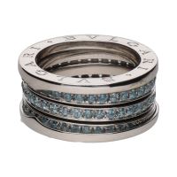 Sortija b-zero de bulgari en oro blanco con aguamarinas. Talla 55.