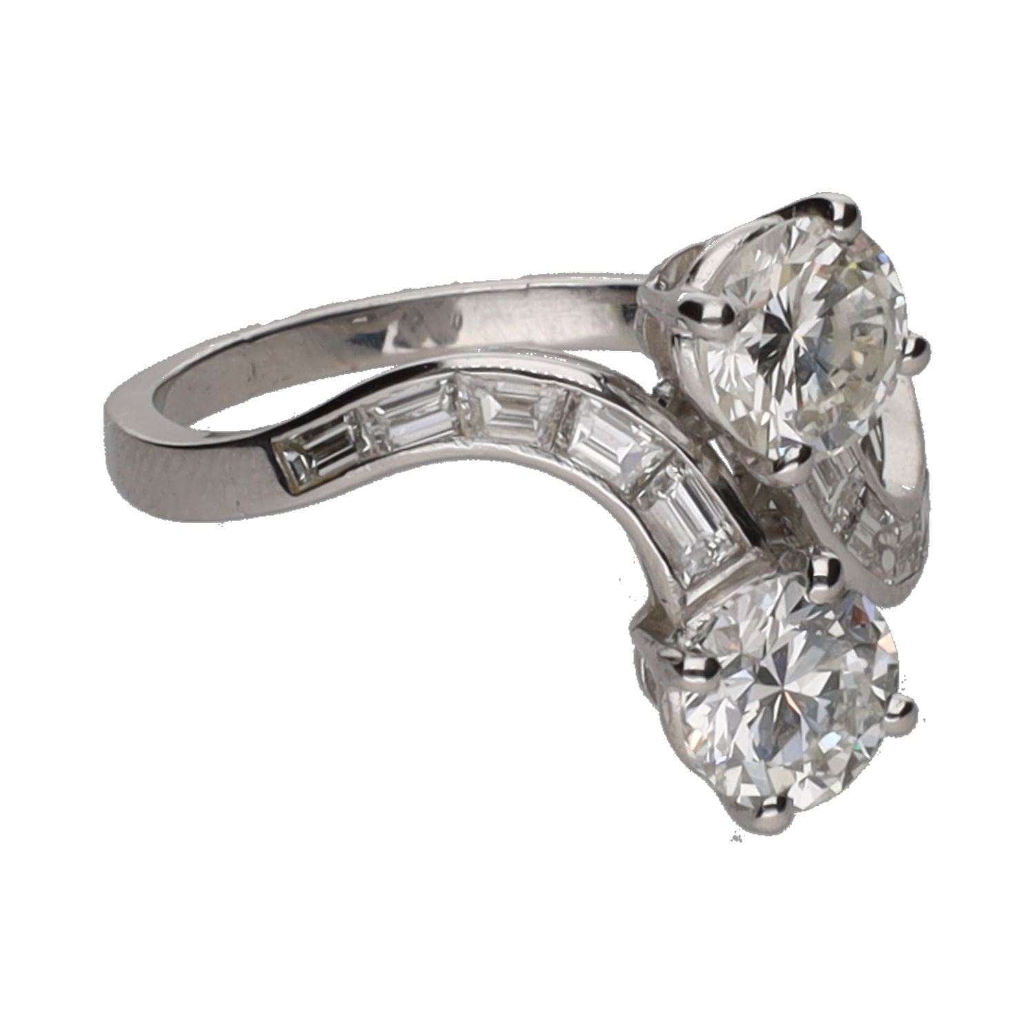 Sortija tu y yo en oro blanco con brillantes. Talla 17.