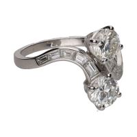 Sortija tu y yo en oro blanco con brillantes. Talla 17.