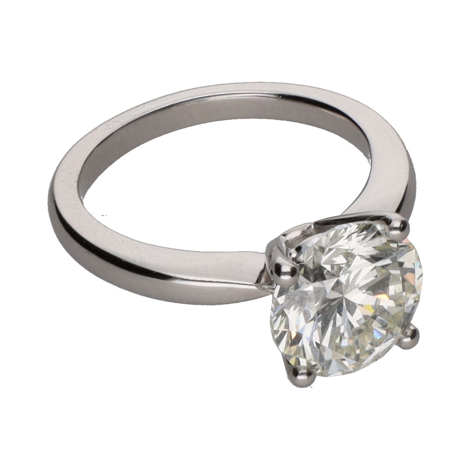 Sortija solitario en platino con un brillante de 3,13ct.  Talla 12.