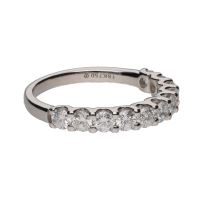 Sortija madia alianza en oro blanco con brillantes. Talla 13.