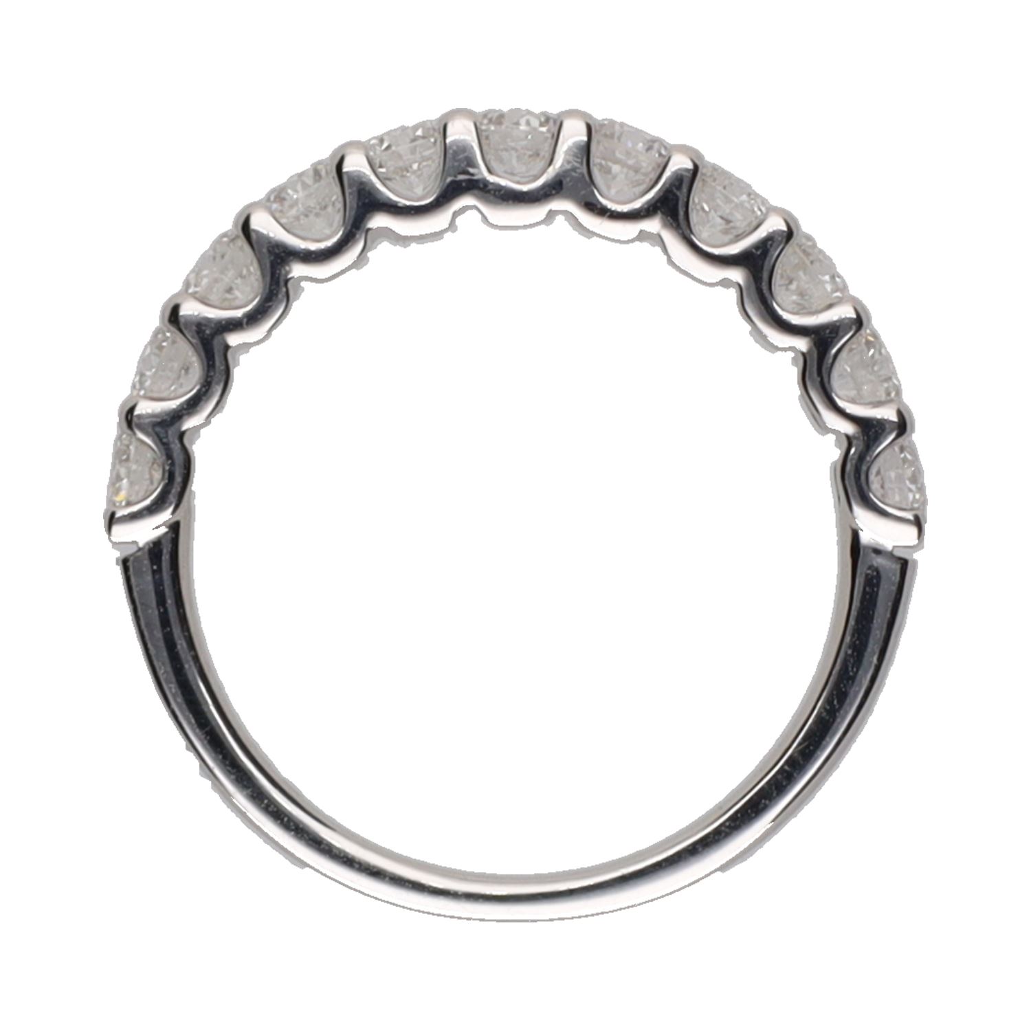 Sortija madia alianza en oro blanco con brillantes. Talla 13.