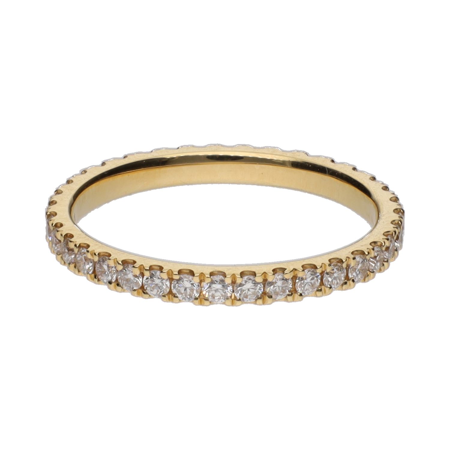 Sortija alianza eternity en oro amarillo con brillantes. Talla 13.