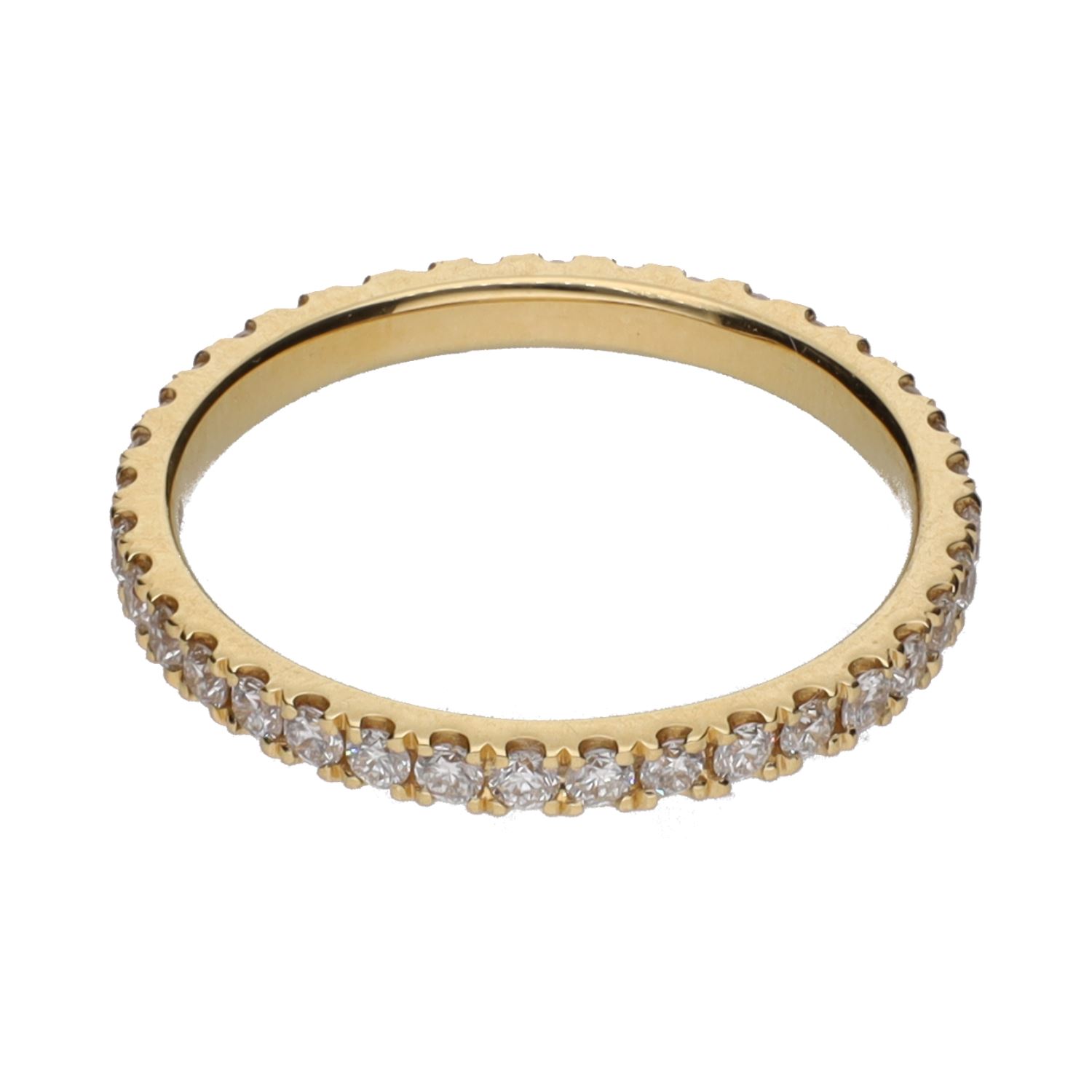 Sortija alianza eternity en oro amarillo con brillantes. Talla 13.