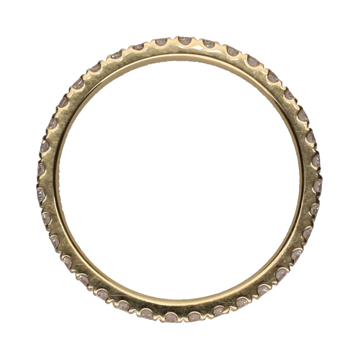 Sortija alianza eternity en oro amarillo con brillantes. Talla 13.