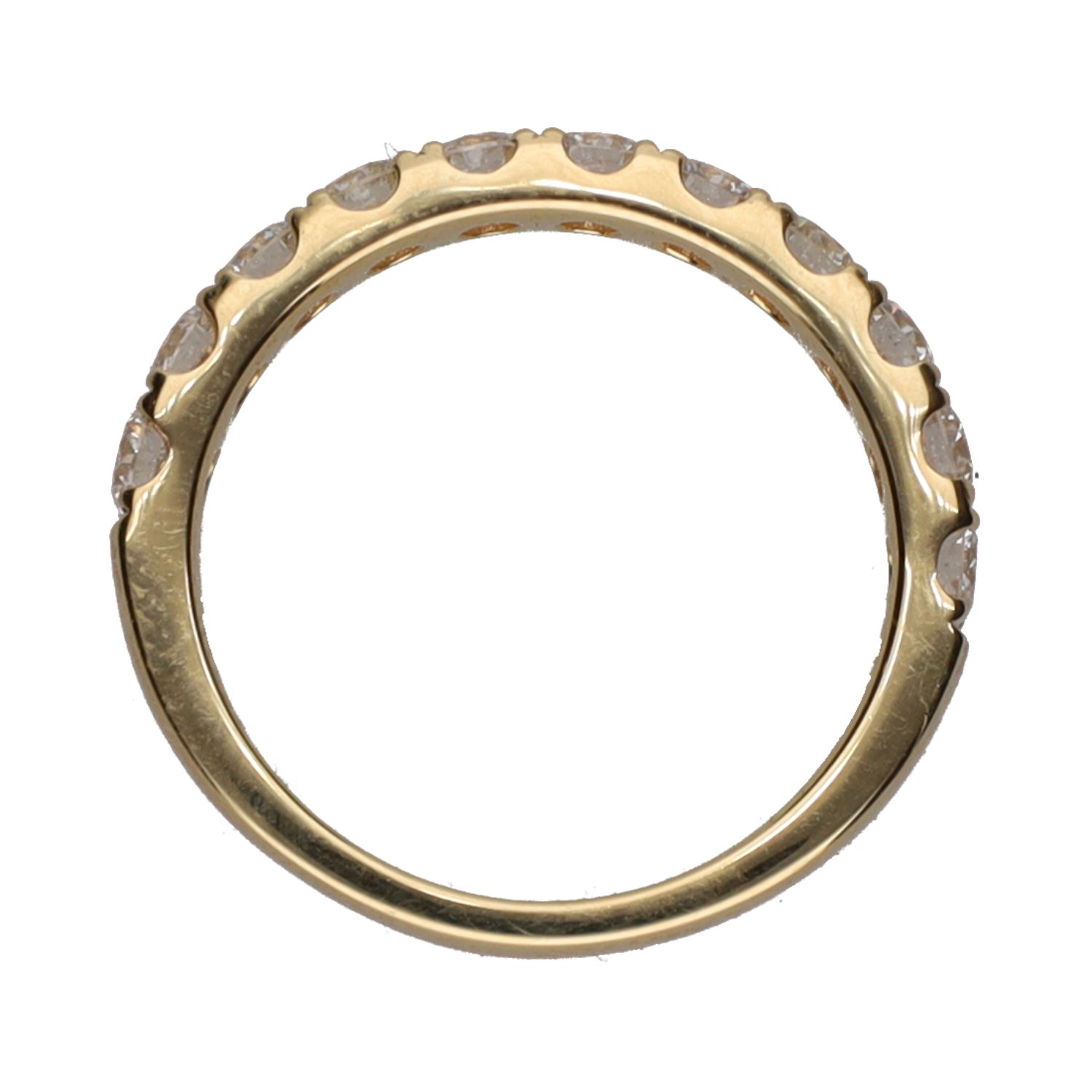 Sortija madia alianza en oro amarillo con brillantes. Talla 13.