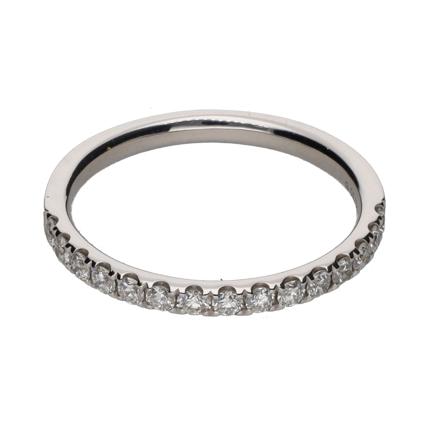 Sortija madia alianza en oro blanco con brillantes. Talla 13.