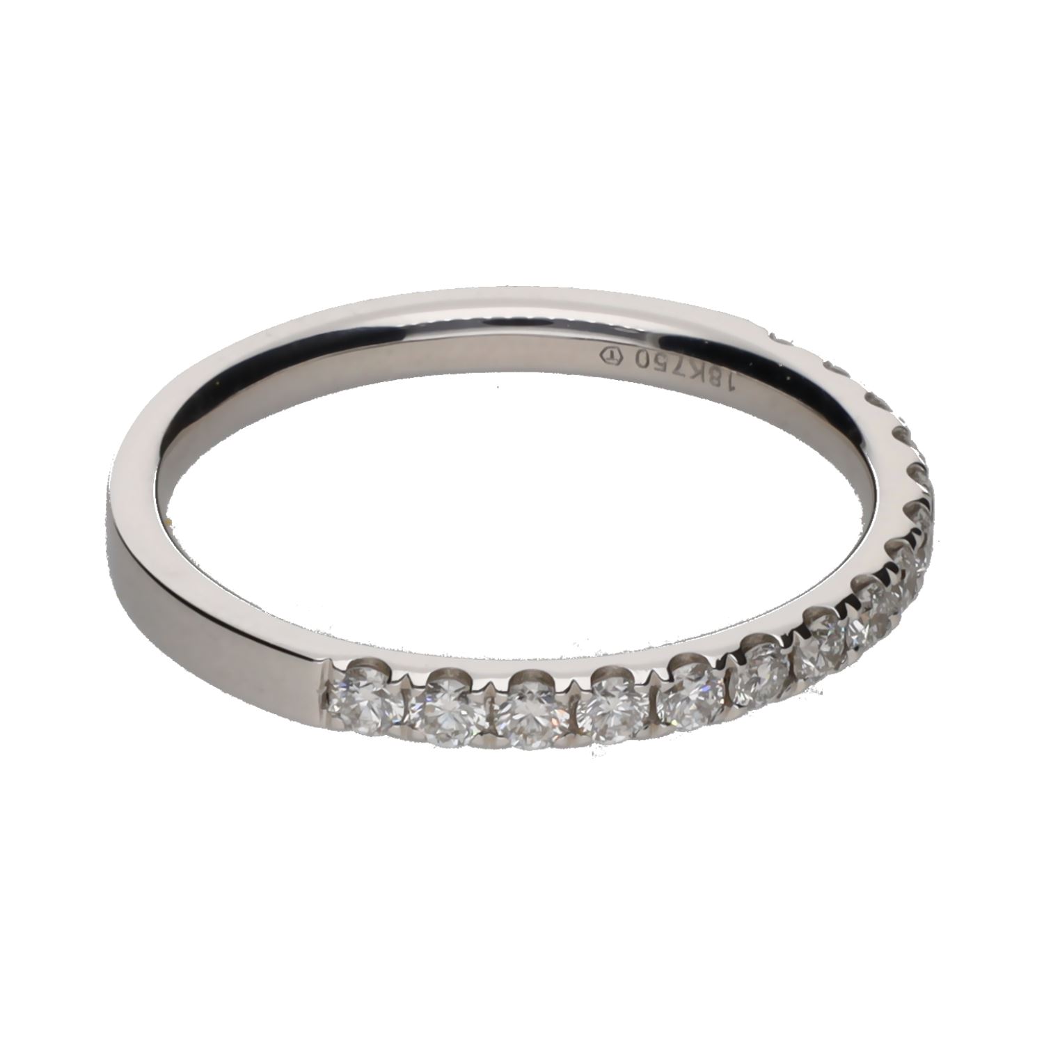 Sortija madia alianza en oro blanco con brillantes. Talla 13.