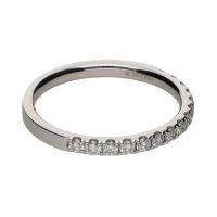 Sortija madia alianza en oro blanco con brillantes. Talla 13.