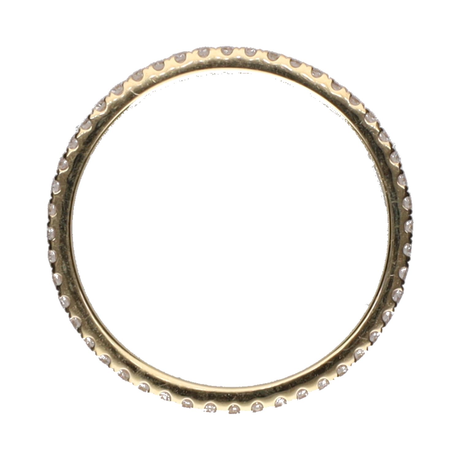 Sortija alianza eternity en oro amarillo con brillantes. Talla 13.