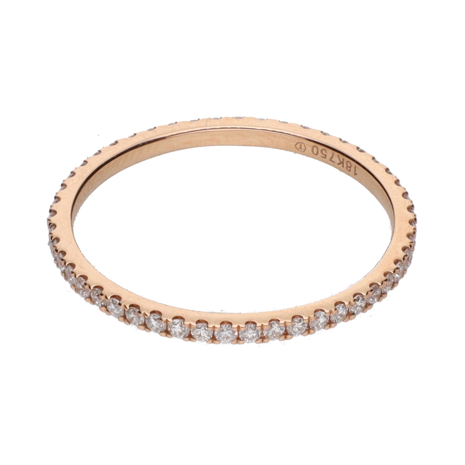 Sortija alianza eternity en oro rosa con brillantes. Talla 13.