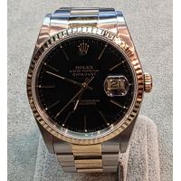 ROLEX<BR>DATEJUST ACERO Y ORO ESFERA NEGRA 36MM...
