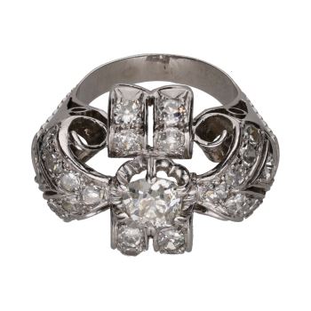 ANILLOS / SORTIJAS<BR>SORTIJA ANTIGUA EN ORO BLANCO CON BRIL... · ref.: (NAXI)