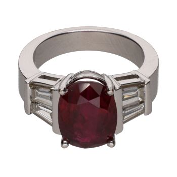 ANILLOS / SORTIJAS<BR>SORTIJA EN ORO BLANCO CON RUBÍ Y DIAMA... · ref.: PRESENTA CERTIFICADO...