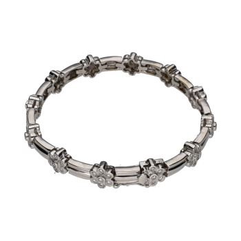 PULSERAS<BR>PULSERA EN ORO BLANCO CON MOTIVOS FLOR... · ref.: (NISM)