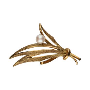 BROCHES / ALFILERES<BR>BROCHE EN ORO AMARILLO CON PERLA. · ref.: (SXM)