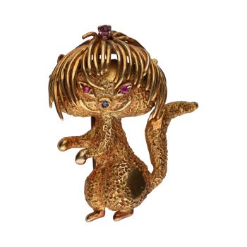 BROCHES / ALFILERES<BR>BROCHE CON FORMA DE GATO EN ORO AMARIL... · ref.: (NRIM)