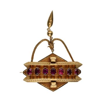 BROCHES / ALFILERES<BR>BROCHE ANTIGUO EN ORO AMARILLO CON AMA... · ref.: (NMXM)