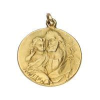 COLGANTES<BR>COLGANTE MEDALLA EN ORO AMARILLO CON I...