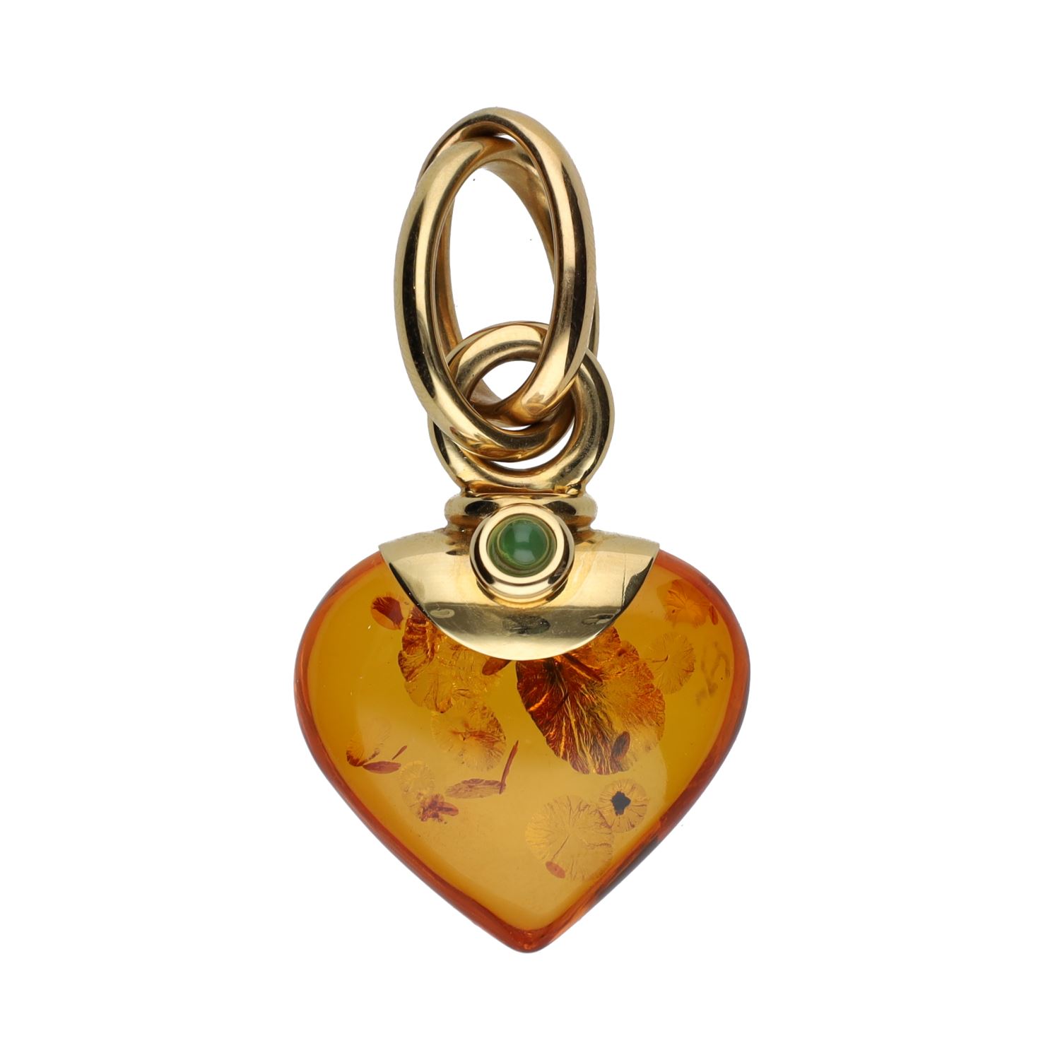 Colgante en oro amarillo con resina en forma de corazón.