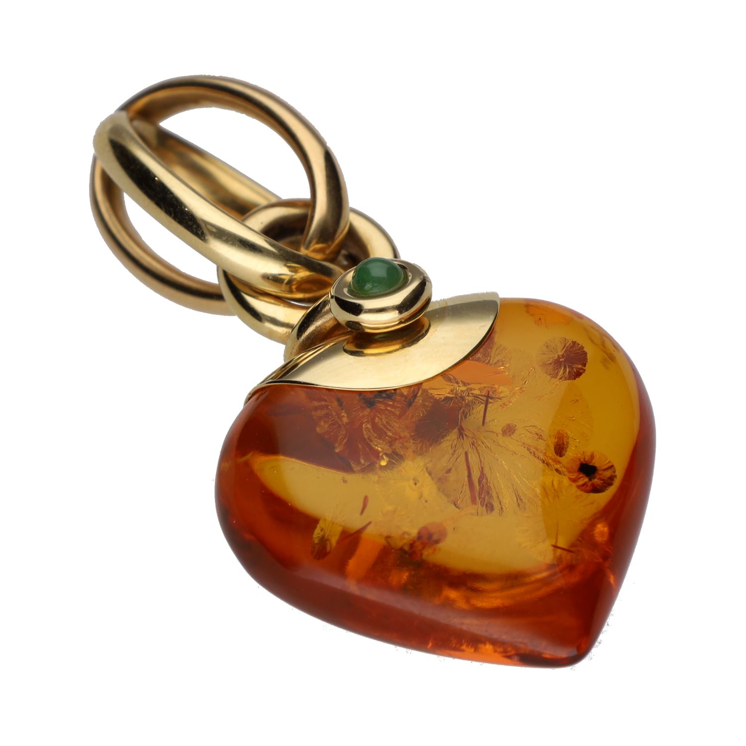 Colgante en oro amarillo con resina en forma de corazón.