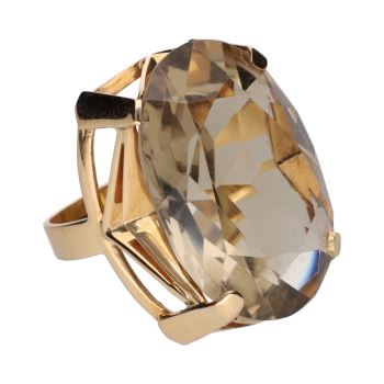ANILLOS / SORTIJAS<BR>SORTIJA EN ORO AMARILLO CON CUARZO AHU... · ref.: (EM)