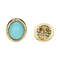 Pendientes en oro amarillo con turquesas y brillantes.