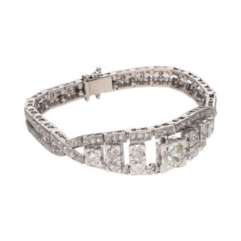 PULSERAS<BR>PULSERA ANTIGUA EN ORO BLANCO CON DIAM... · ref.: PRESENTA CERTIFICADO...