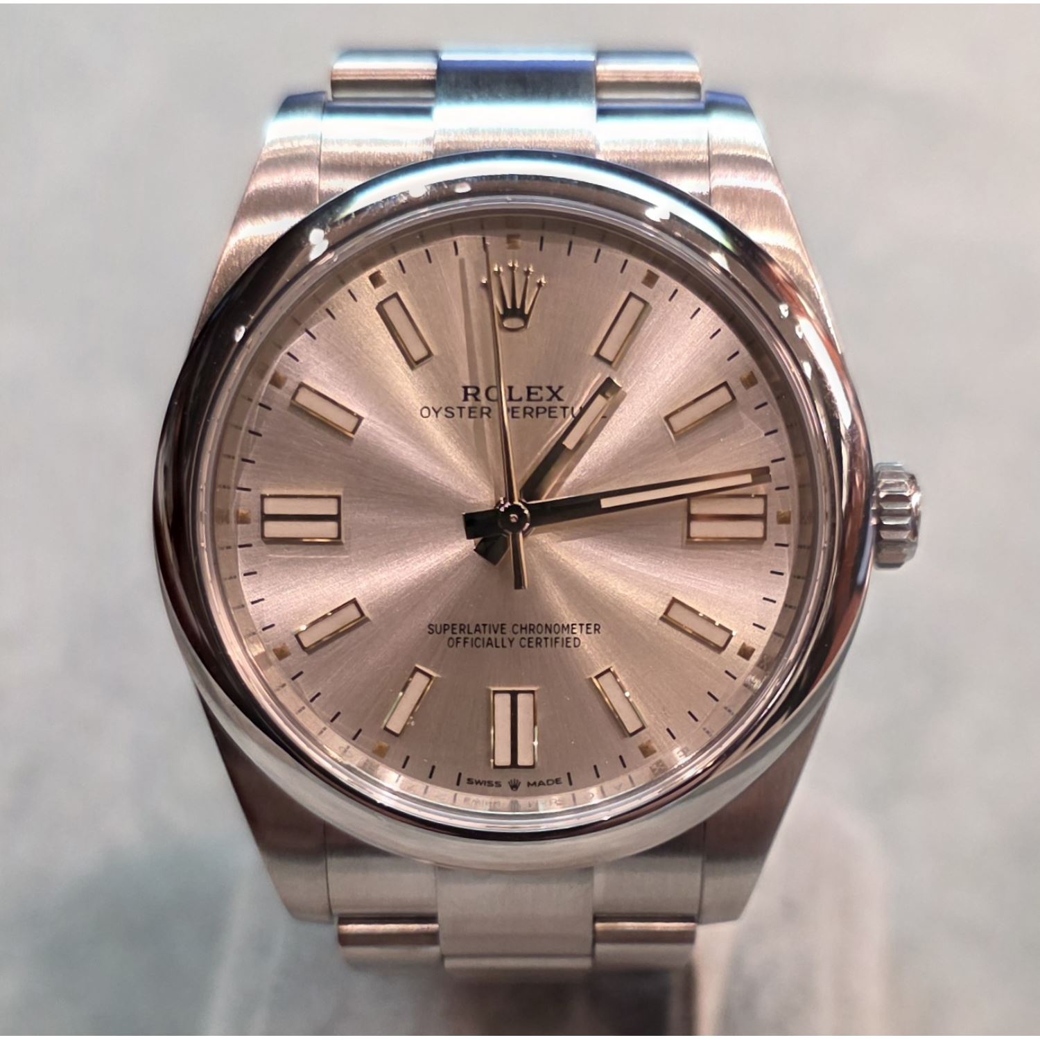 Oyster perpetual acero esfera plata 41mm.   
