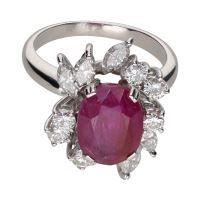 ANILLOS / SORTIJAS<BR>SORTIJA EN ORO BLANCO CON RUBÍ Y BRILL...